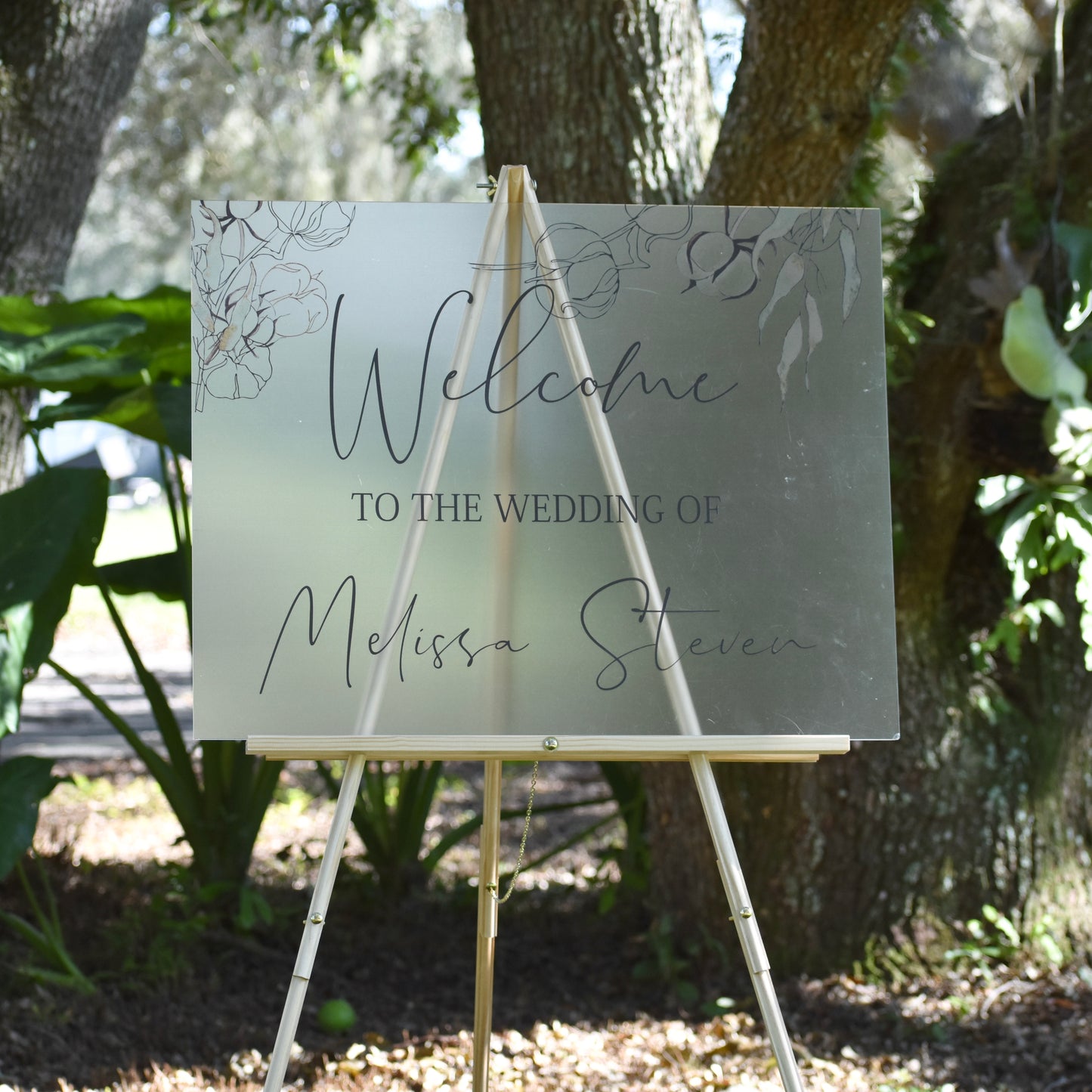 Floral Welcome Wedding Sign Acrylic